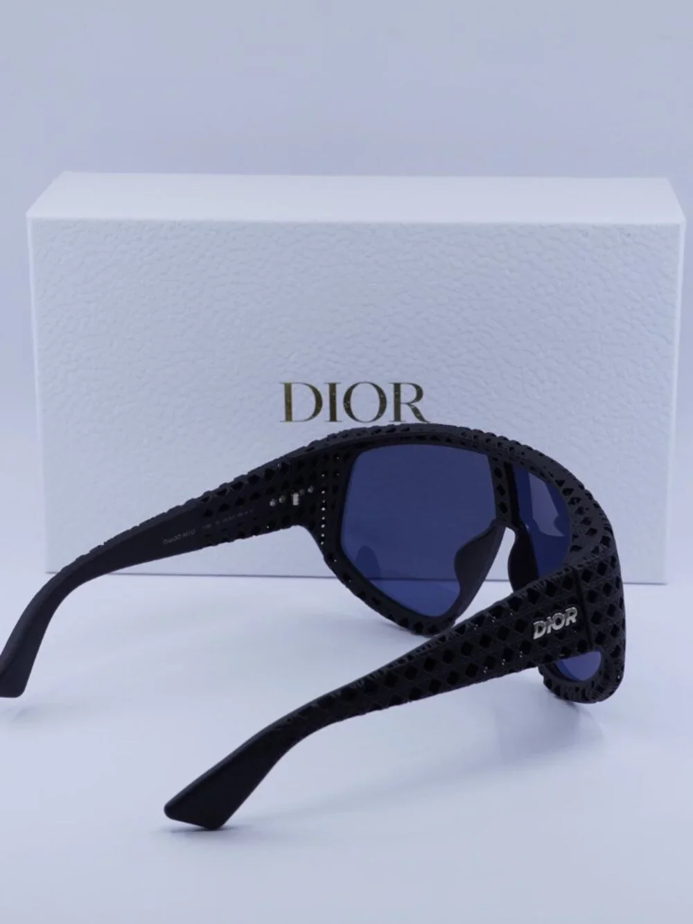 Dior DIOR3D M1U 11B0 Shield Sunglasses – Matte Black / Blue